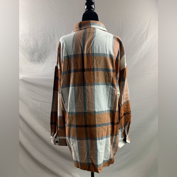 Boyfriend Plaid Flap Pocket Drop Shoulder Shacket - Picture 8 of 11